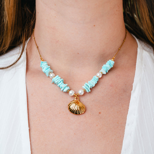 Collar conchita y mostacillas