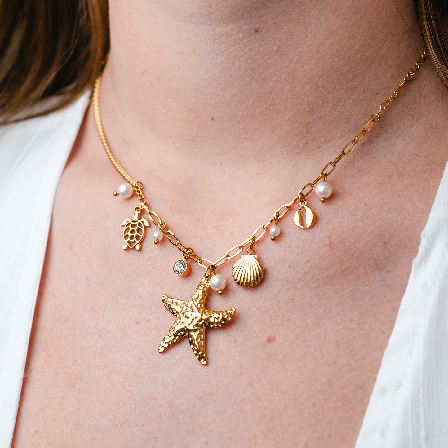 Collar estrella de mar bañado en oro
