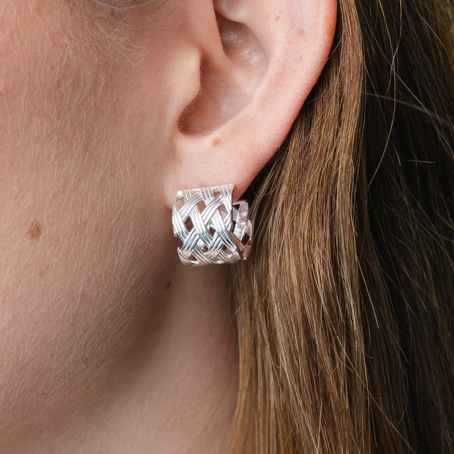 Aros semi argolla diseño tejido