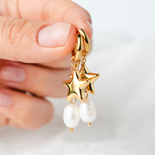 Argollas huggie Estrella & Perla Gold