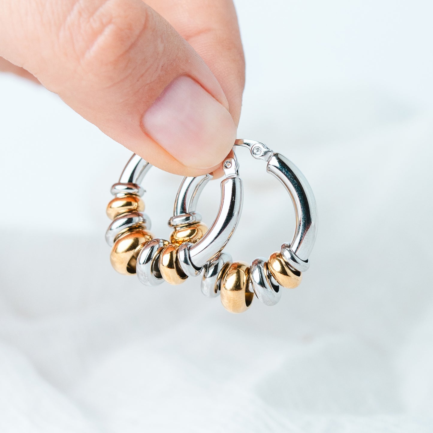 Aros argollas mix Duo Gold & Silver