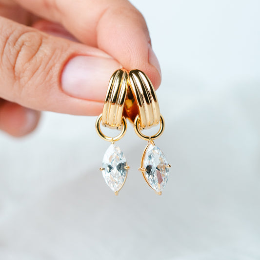 Aros argolla Aurora Christal bañado en oro