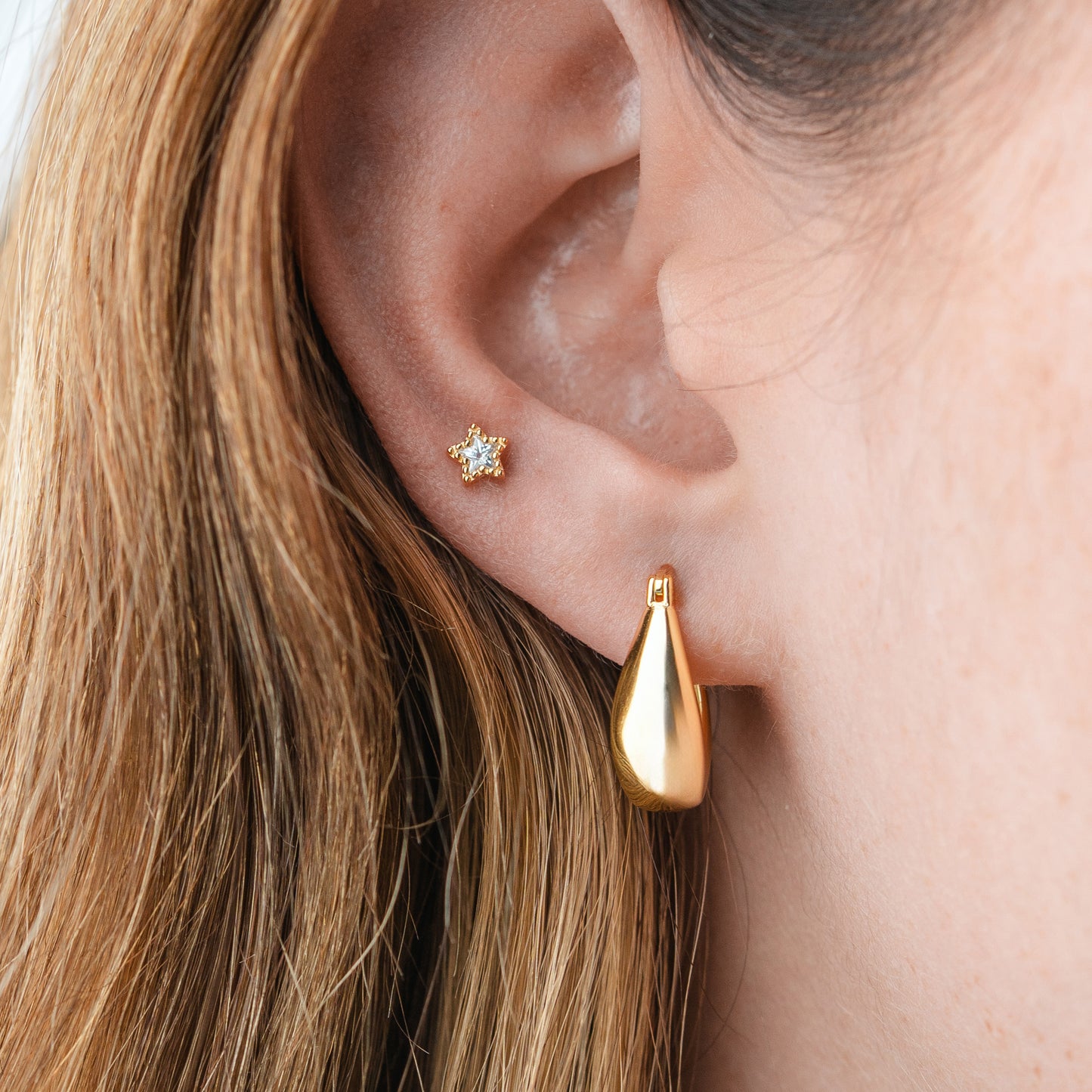 Aros argolla bote bañado en oro