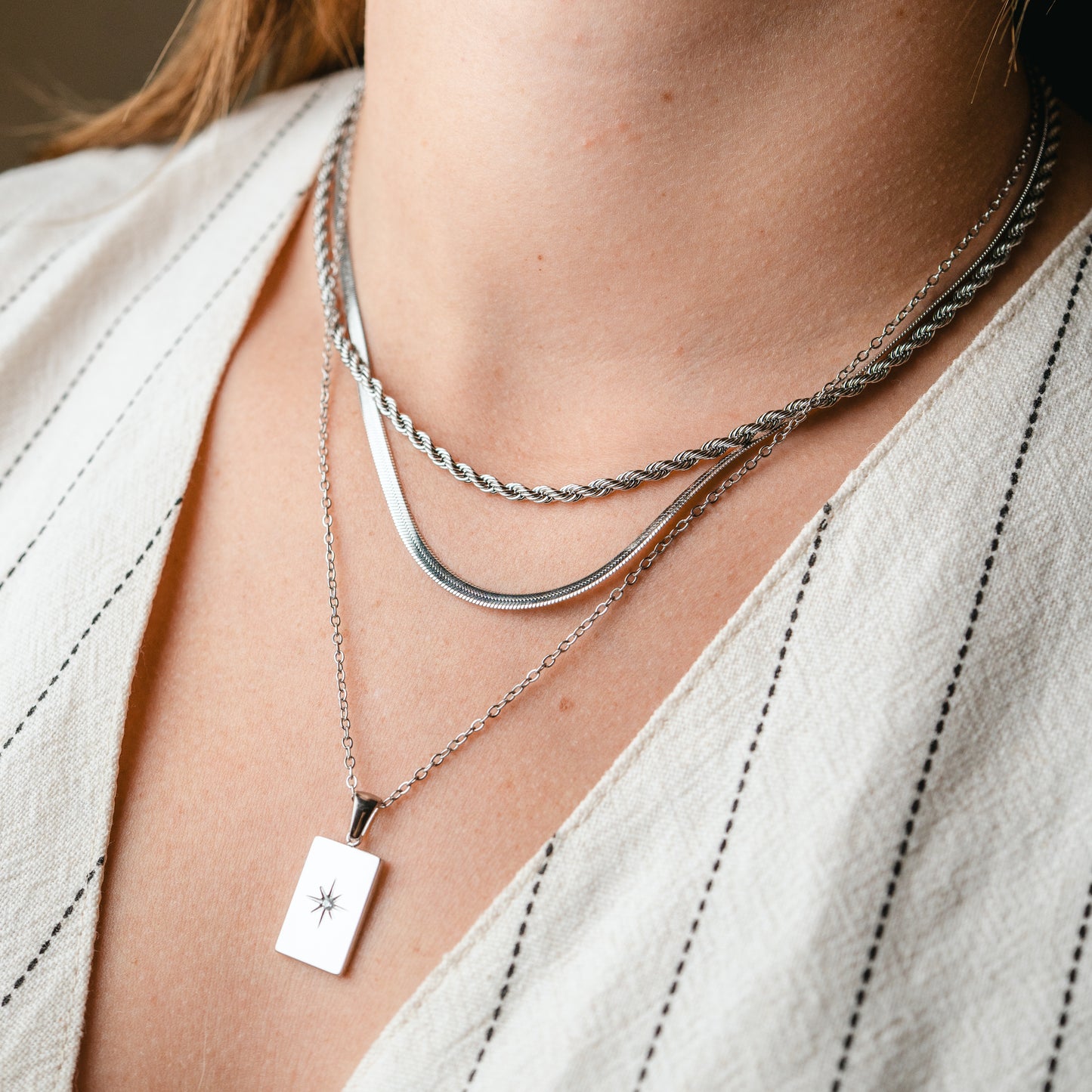 Collar triple North Star silver