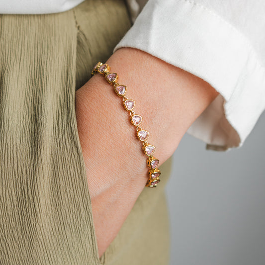 Pulsera Corazones Pink Gold
