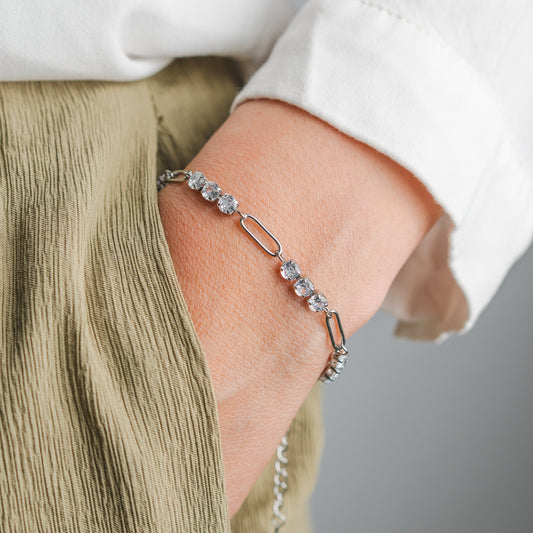 Pulsera Eslabones Brillo Silver