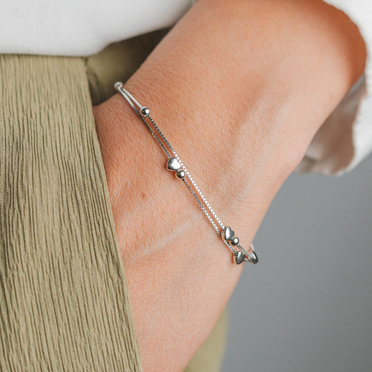 Pulsera doble corazones mini