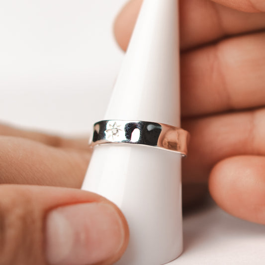 Anillo ajustable circón estrella fugaz