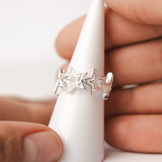 Anillo ajustable estrellas circones