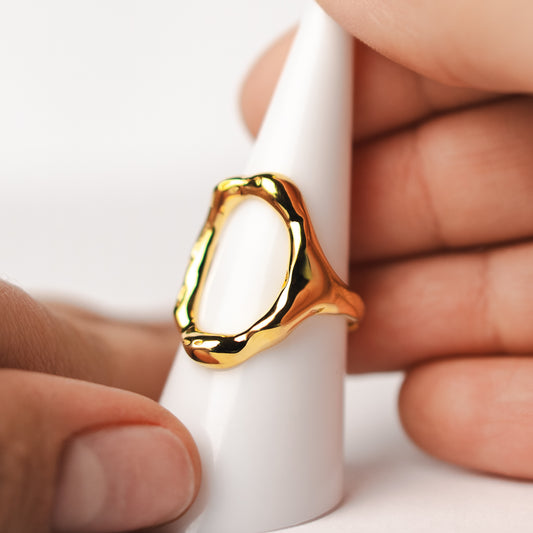 Anillo ajustable diseño bañado en oro