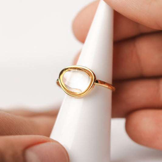 Anillo ajustable cristal bañado en oro