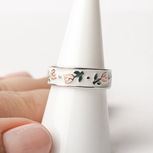 Anillo ajustable tulipanes rosados