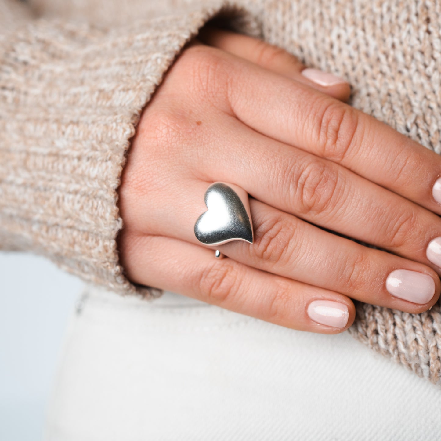 Anillo satinado corazón