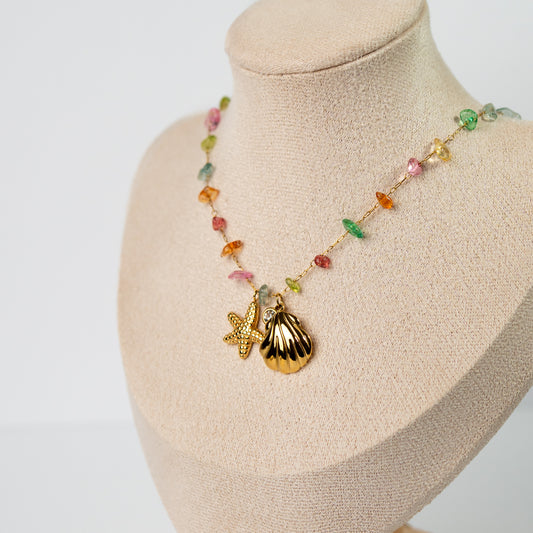 Collar conchita y mostacillas multicolor