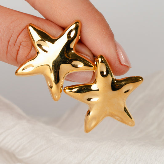 Aros pegados estrellas bañado en oro