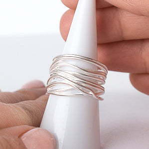 Anillo ajustable lineas satinado