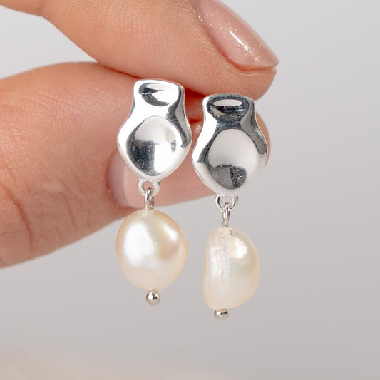 Aros colgantes perlas