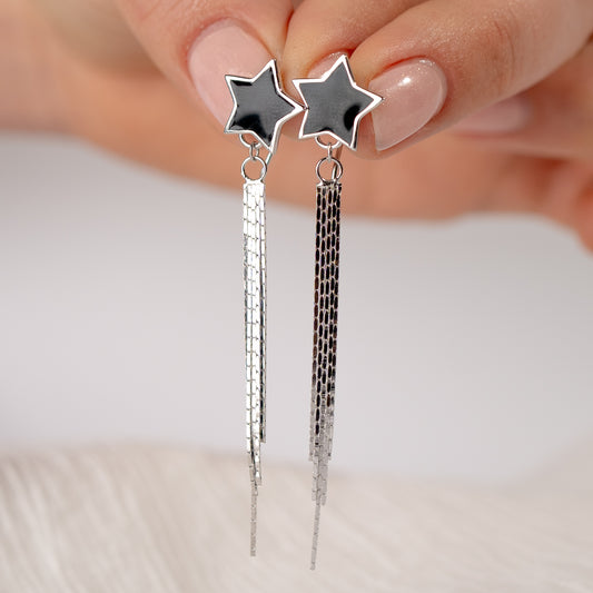Aros colgantes estrella negra