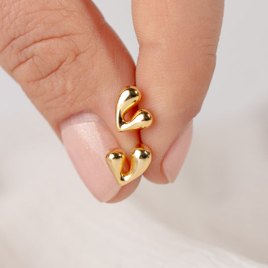 Aros pegados corazón bañado en oro