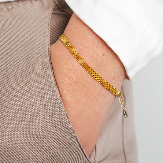 Pulsera diseño tejido bañado en oro