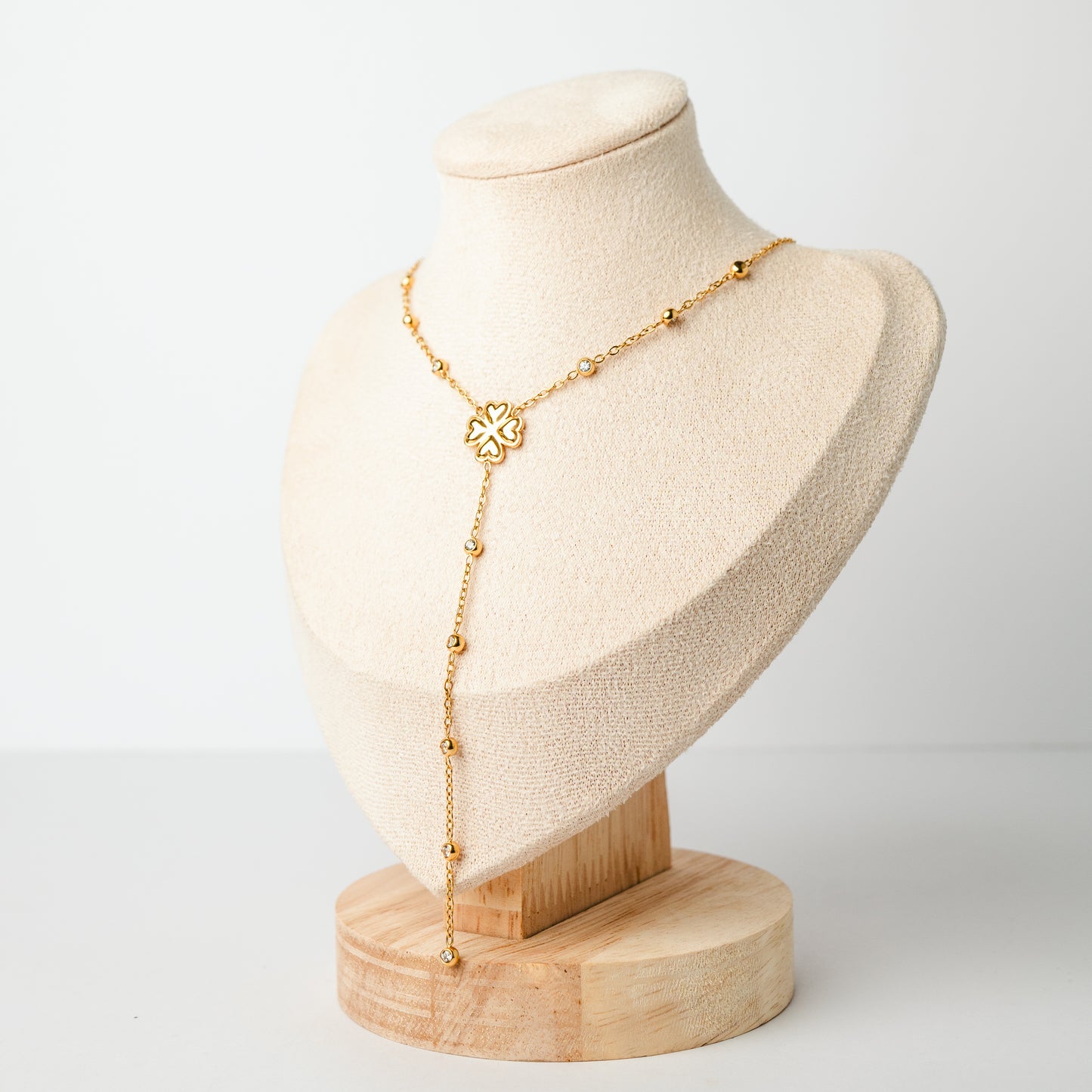 Collar Lariat Trébol de corazones