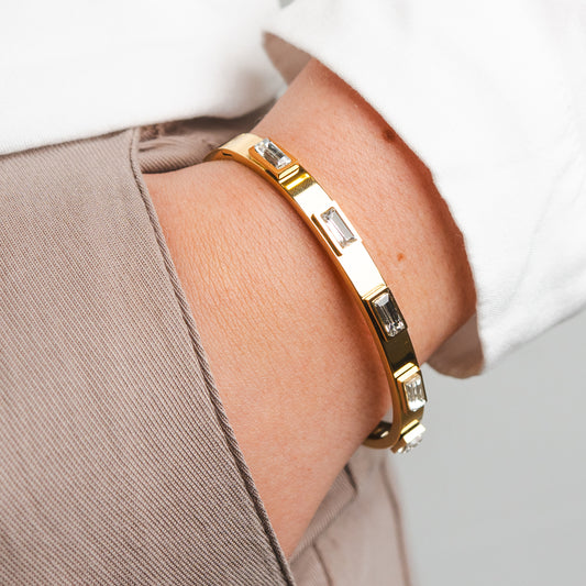 Pulsera esclava circones bañado en oro