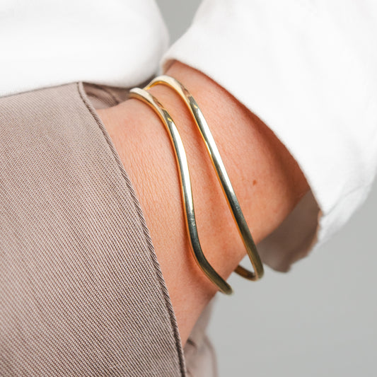 Pulsera esclava doble bañada en oro