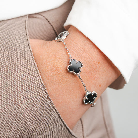Pulsera trébol negro