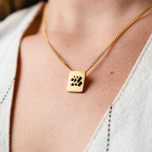 Collar zodiac Acuario bañado en oro