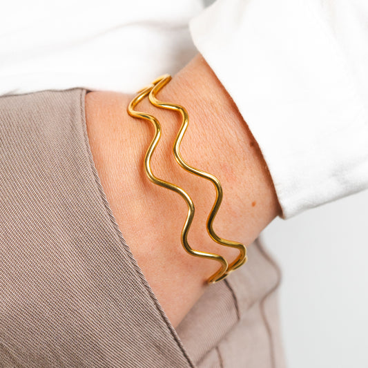 Pulseras dos esclavas bañado en oro