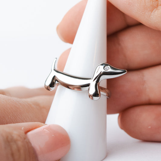 Anillo Dachshund silver