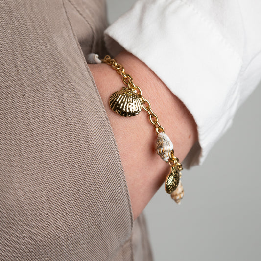 Pulsera conchitas bañado en oro