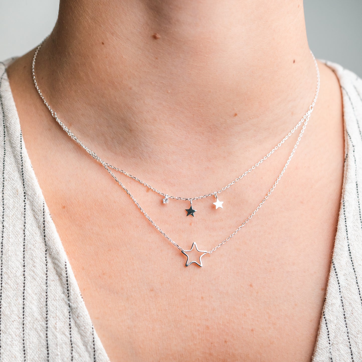 Collar doble estrellas y circón