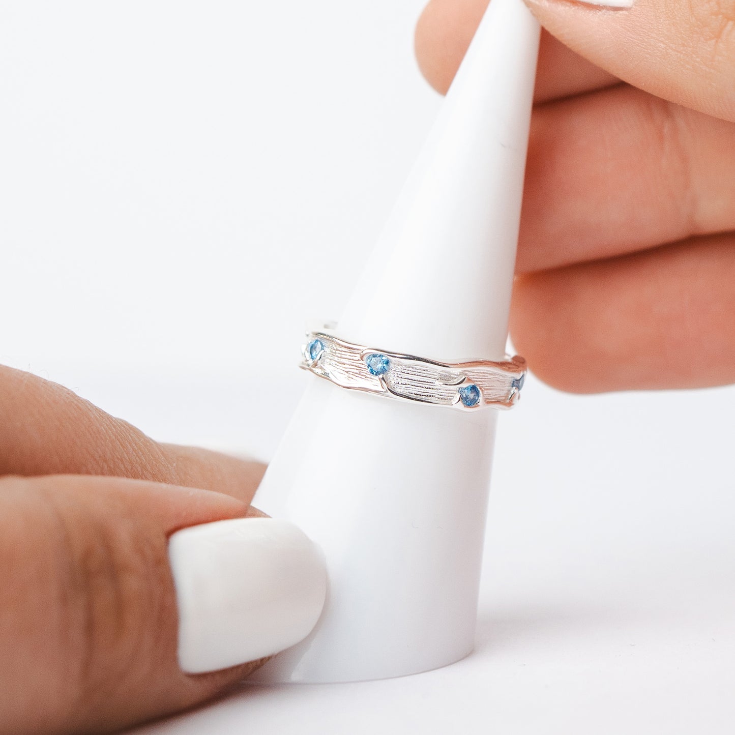 Anillo ajustable textura Blue Spark