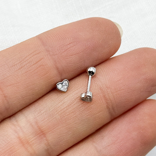 Aros pegados corazón circones cierre pelotita