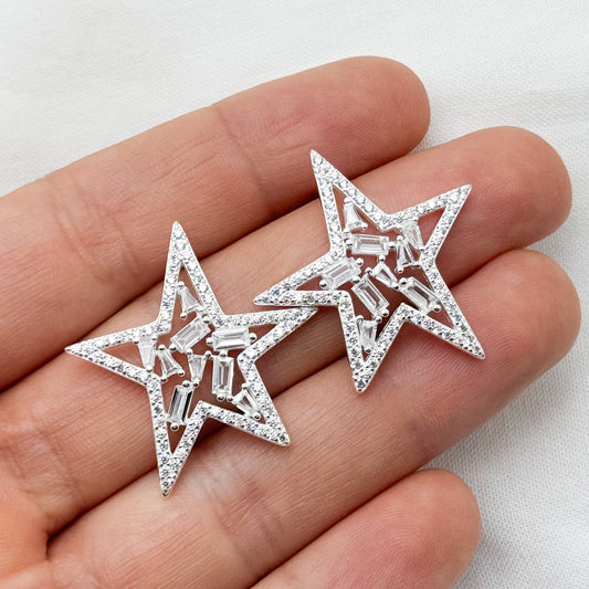 Aros pegados estrellas circones