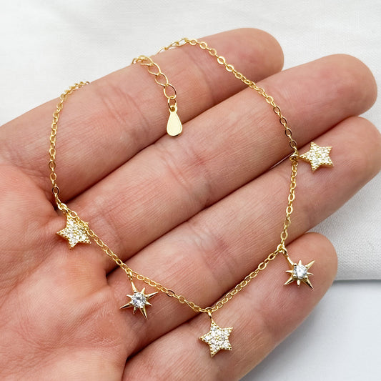 Pulsera estrellas bañado en oro