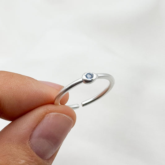 Anillo ajustable circón azul