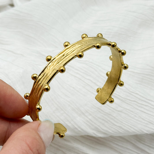 Pulsera esclava esferas bañado en oro