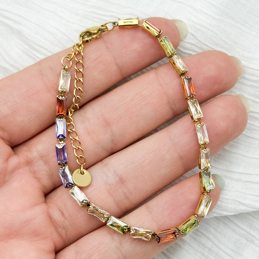 Pulseras circones multicolor bañado en oro