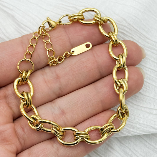 Pulseras eslabones bañado en oro