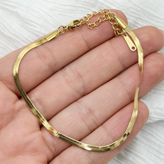 Pulsera cinta bañado en oro