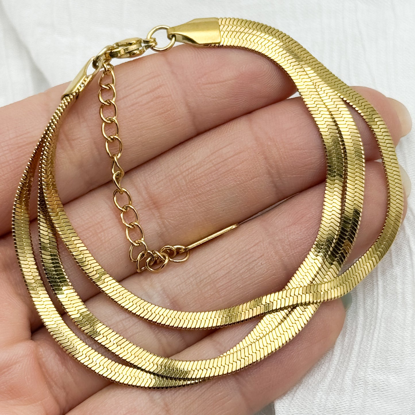 Pulseras triple bañado en oro