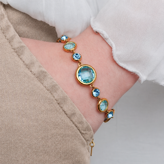 Pulsera Gema Celeste bañado en oro