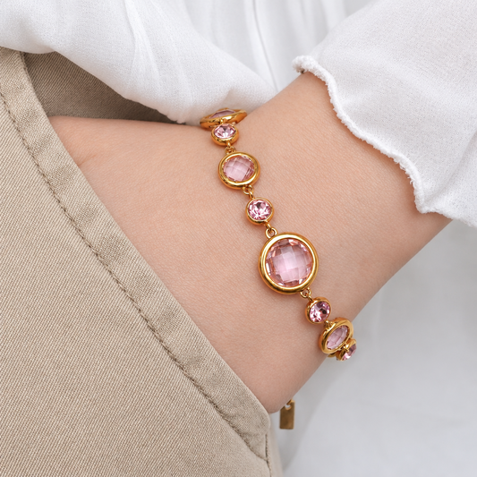 Pulsera Gema Rosé bañado en oro
