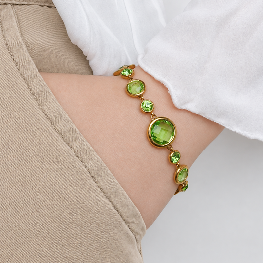 Pulsera Gema Verde bañado en oro