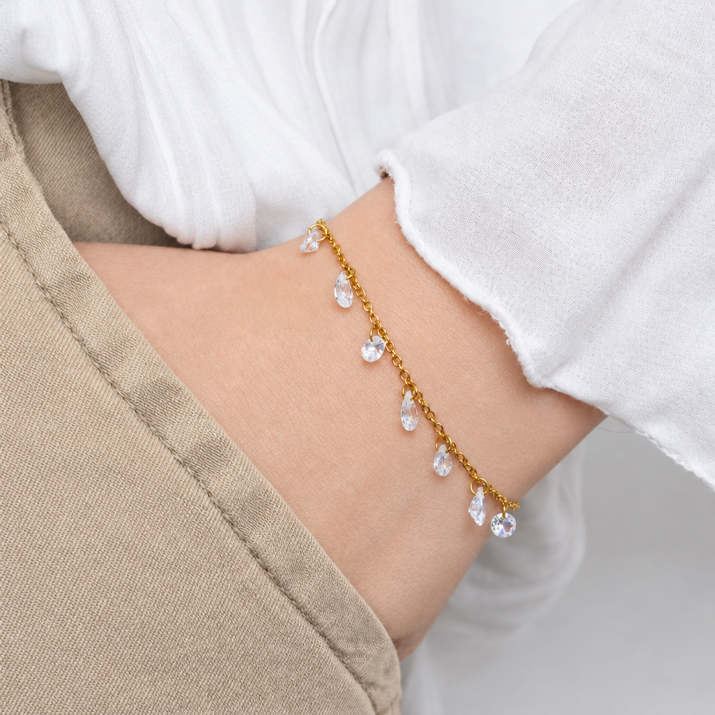 Pulsera Lluvia de Luz bañado en oro