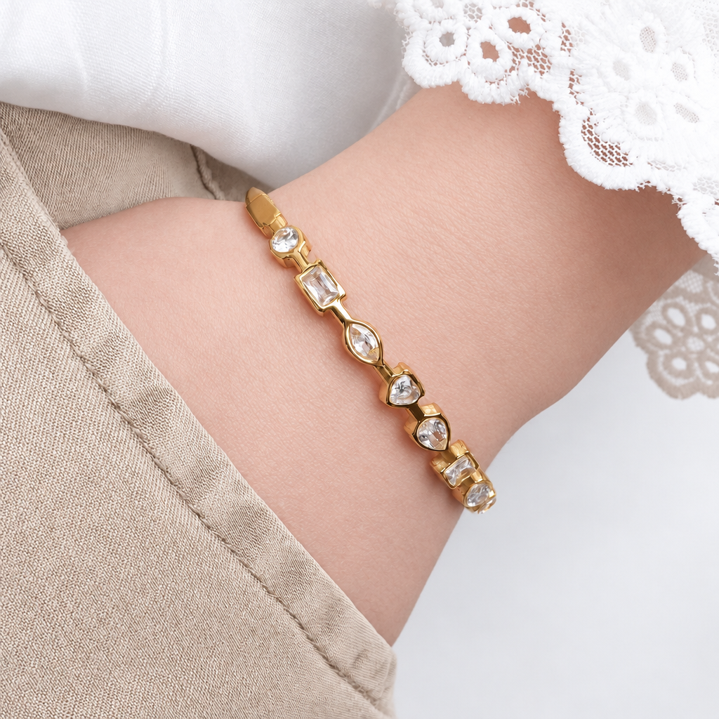 Pulsera esclava Palette Nieve bañado en oro