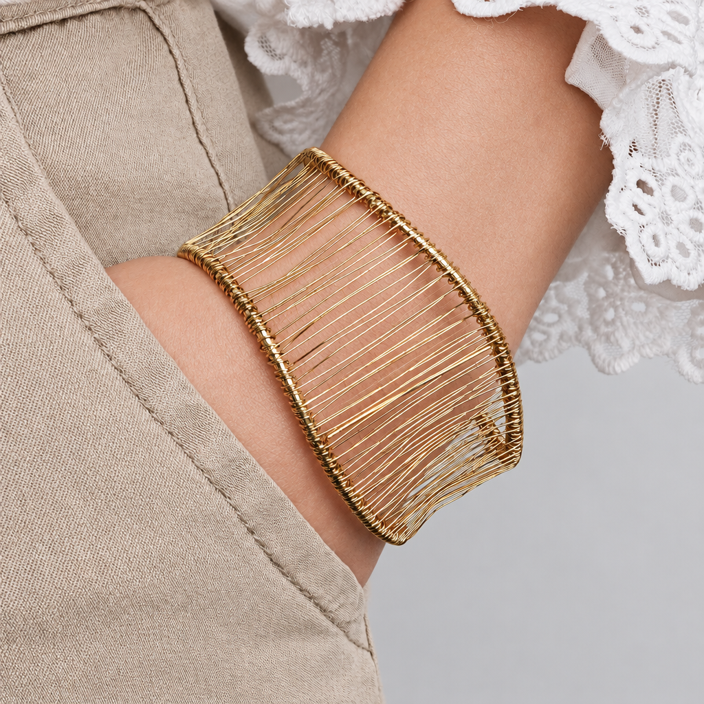 Pulsera esclava Trama bañado en oro