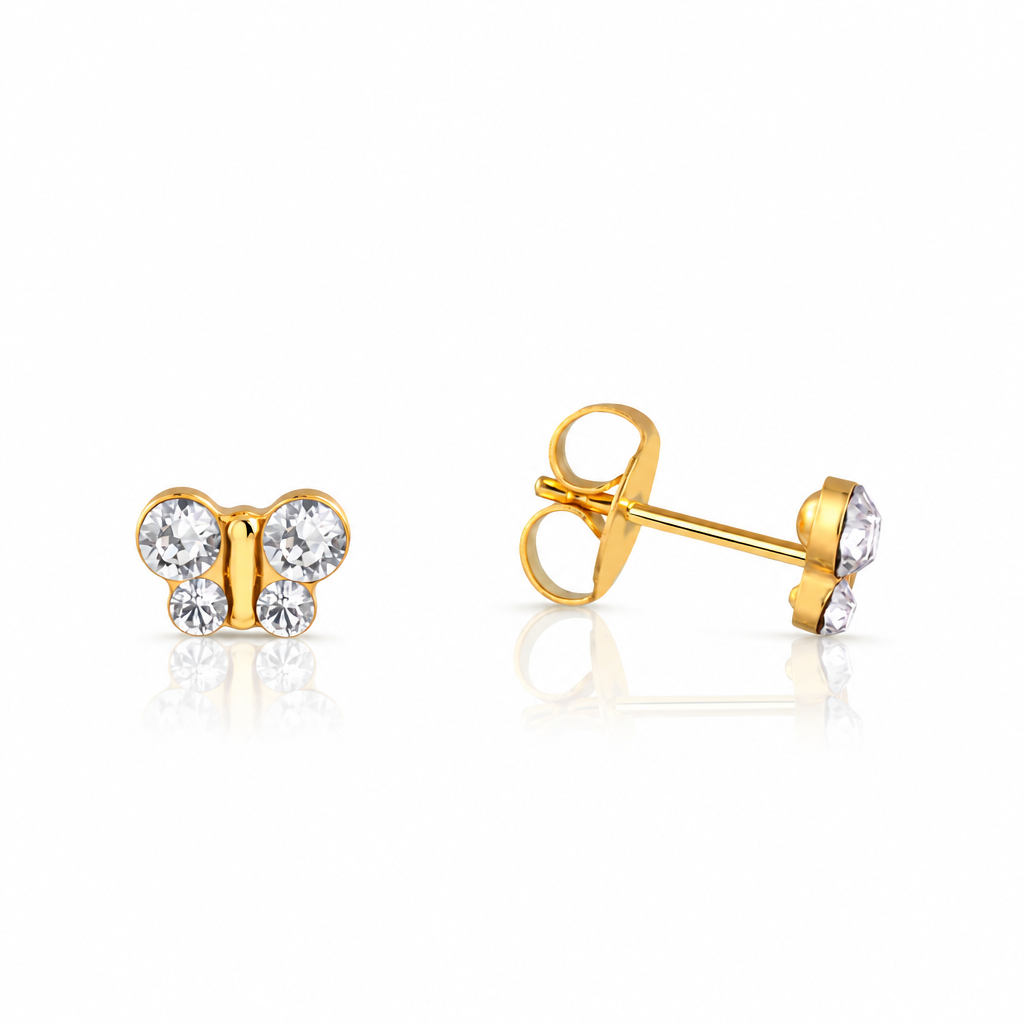 Aros pegados Petit Butterfly bañado en oro